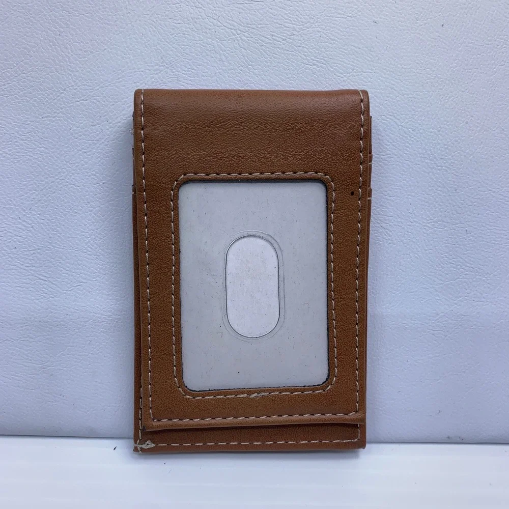 NFL Mens OS Brown Carolina Panthers Logo Slim Card Holder Wallet New
